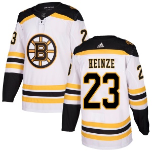 Men's Steve Heinze Boston Bruins Authentic Away Jersey - White