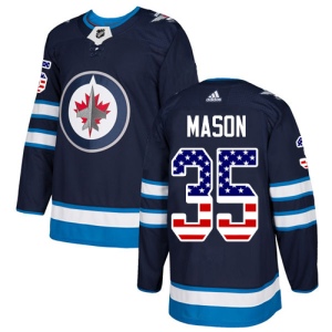 Men's Steve Mason Winnipeg Jets Authentic USA Flag Fashion Jersey - Navy Blue