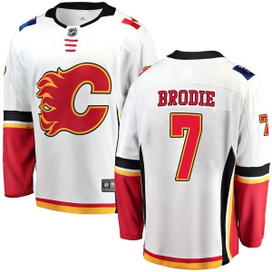 Men's T.J. Brodie Calgary Flames Breakaway Away Jersey - White