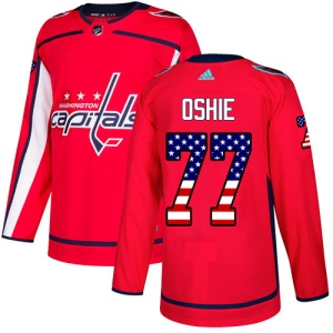 Men's T.J. Oshie Washington Capitals Authentic USA Flag Fashion Jersey - Red