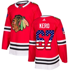 Men's Tanner Kero Chicago Blackhawks Authentic USA Flag Fashion Jersey - Red