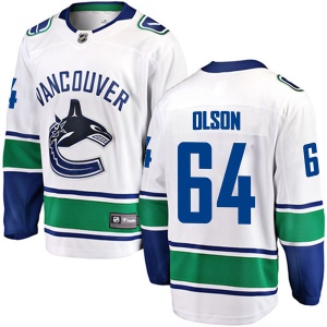 Men's Tate Olson Vancouver Canucks Breakaway Away Jersey - White