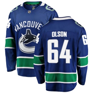 Men's Tate Olson Vancouver Canucks Breakaway Home Jersey - Blue