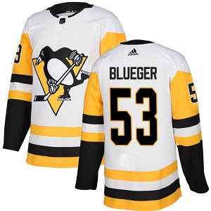 Men's Teddy Blueger Pittsburgh Penguins Authentic White Away Jersey - Blue