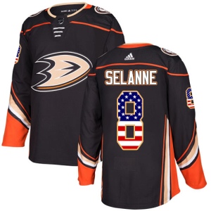 Men's Teemu Selanne Anaheim Ducks Authentic USA Flag Fashion Jersey - Black