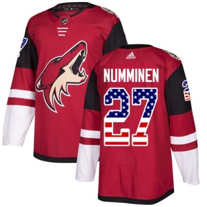 Men's Teppo Numminen Arizona Coyotes Authentic USA Flag Fashion Jersey - Red