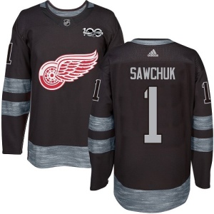 Men's Terry Sawchuk Detroit Red Wings Authentic 1917-2017 100th Anniversary Jersey - Black