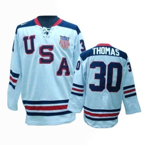 Men's Tim Thomas Team USA Premier 1960 Throwback Olympic Hockey Jersey - White