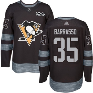 Men's Tom Barrasso Pittsburgh Penguins Authentic 1917-2017 100th Anniversary Jersey - Black