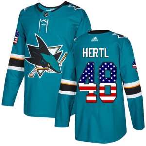 Men's Tomas Hertl San Jose Sharks Authentic Teal USA Flag Fashion Jersey - Green