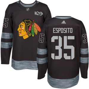 Men's Tony Esposito Chicago Blackhawks Authentic 1917-2017 100th Anniversary Jersey - Black