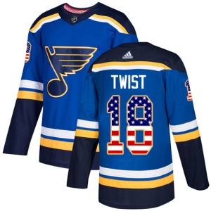 Men's Tony Twist St. Louis Blues Authentic USA Flag Fashion Jersey - Blue