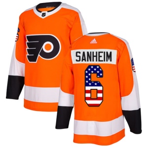 Men's Travis Sanheim Philadelphia Flyers Authentic USA Flag Fashion Jersey - Orange