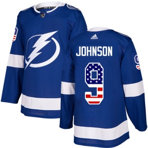 Men's Tyler Johnson Tampa Bay Lightning Authentic USA Flag Fashion Jersey - Blue