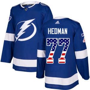 Men's Victor Hedman Tampa Bay Lightning Authentic USA Flag Fashion Jersey - Blue