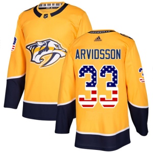 Men's Viktor Arvidsson Nashville Predators Authentic USA Flag Fashion Jersey - Gold