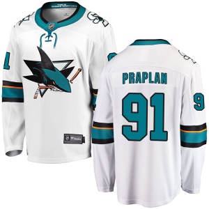 Men's Vincent Praplan San Jose Sharks Breakaway Away Jersey - White