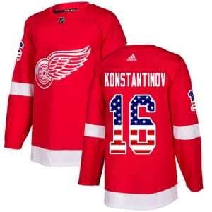 Men's Vladimir Konstantinov Detroit Red Wings Authentic USA Flag Fashion Jersey - Red