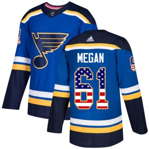 Men's Wade Megan St. Louis Blues Authentic USA Flag Fashion Jersey - Blue