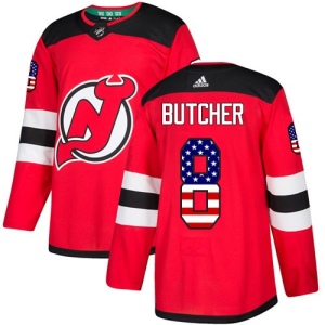 Men's Will Butcher New Jersey Devils Authentic USA Flag Fashion Jersey - Red