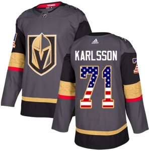 Men's William Karlsson Vegas Golden Knights Authentic Gray USA Flag Fashion Jersey - Gold