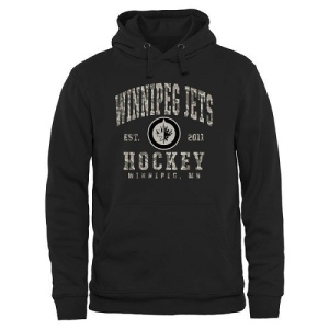 Men's Winnipeg Jets Camo Stack Pullover Hoodie - Black