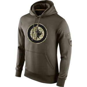 Men's Winnipeg Jets Salute To Service KO Performance Hoodie - Olive