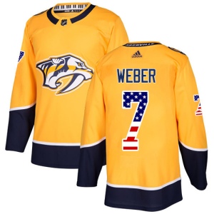 Men's Yannick Weber Nashville Predators Authentic USA Flag Fashion Jersey - Gold