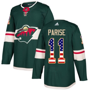 Men's Zach Parise Minnesota Wild Authentic USA Flag Fashion Jersey - Green