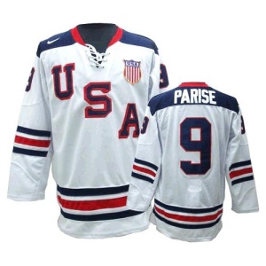 Men's Zach Parise Team USA Premier 1960 Throwback Olympic Hockey Jersey - White