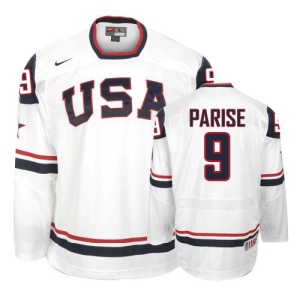 Men's Zach Parise Team USA Premier 2010 Olympic Hockey Jersey - White