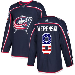 Men's Zach Werenski Columbus Blue Jackets Authentic USA Flag Fashion Jersey - Navy Blue