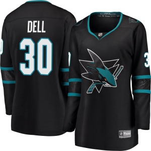 Women's Aaron Dell San Jose Sharks Breakaway Alternate Jersey - Black