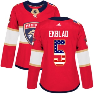 Women's Aaron Ekblad Florida Panthers Authentic USA Flag Fashion Jersey - Red