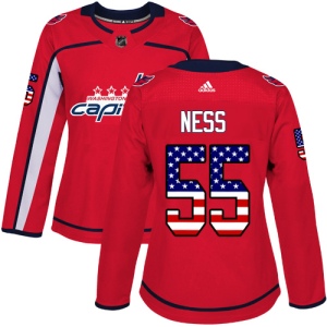 Women's Aaron Ness Washington Capitals Authentic USA Flag Fashion Jersey - Red