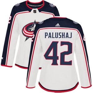 Women's Aaron Palushaj Columbus Blue Jackets Authentic Away Jersey - White