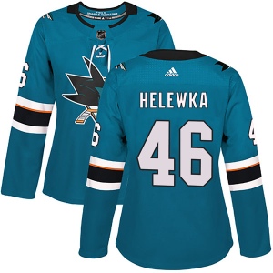 Women's Adam Helewka San Jose Sharks Authentic Home Jersey - Teal