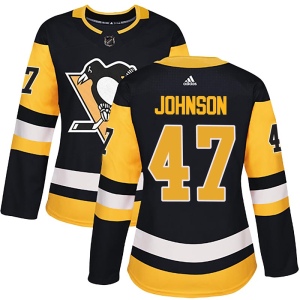 Women's Adam Johnson Pittsburgh Penguins Authentic Home Jersey - Black