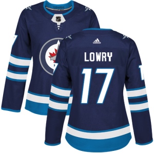 Women's Adam Lowry Winnipeg Jets Authentic Home Jersey - Navy Blue