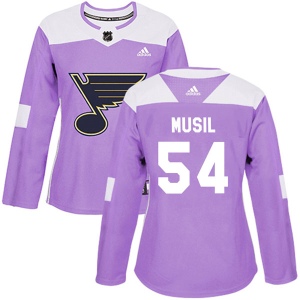 Women's Adam Musil St. Louis Blues Authentic Hockey Fights Cancer Jersey - Purple