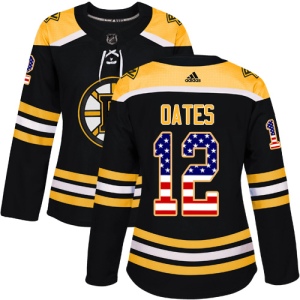 Women's Adam Oates Boston Bruins Authentic USA Flag Fashion Jersey - Black