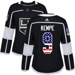 Women's Adrian Kempe Los Angeles Kings Authentic USA Flag Fashion Jersey - Black