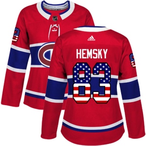 Women's Ales Hemsky Montreal Canadiens Authentic USA Flag Fashion Jersey - Red