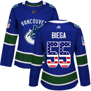 Women's Alex Biega Vancouver Canucks Authentic USA Flag Fashion Jersey - Blue