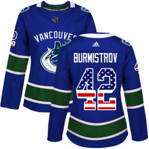 Women's Alex Burmistrov Vancouver Canucks Authentic USA Flag Fashion Jersey - Blue