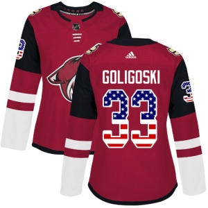 Women's Alex Goligoski Arizona Coyotes Authentic USA Flag Fashion Jersey - Red