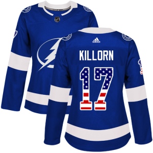 Women's Alex Killorn Tampa Bay Lightning Authentic USA Flag Fashion Jersey - Blue