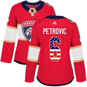 Women's Alex Petrovic Florida Panthers Authentic USA Flag Fashion Jersey - Red