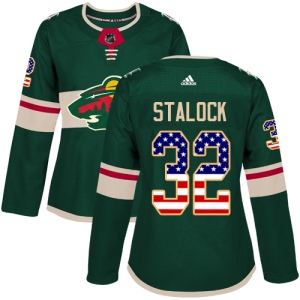 Women's Alex Stalock Minnesota Wild Authentic USA Flag Fashion Jersey - Green