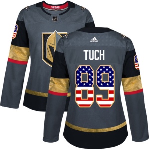 Women's Alex Tuch Vegas Golden Knights Authentic Gray USA Flag Fashion Jersey - Gold